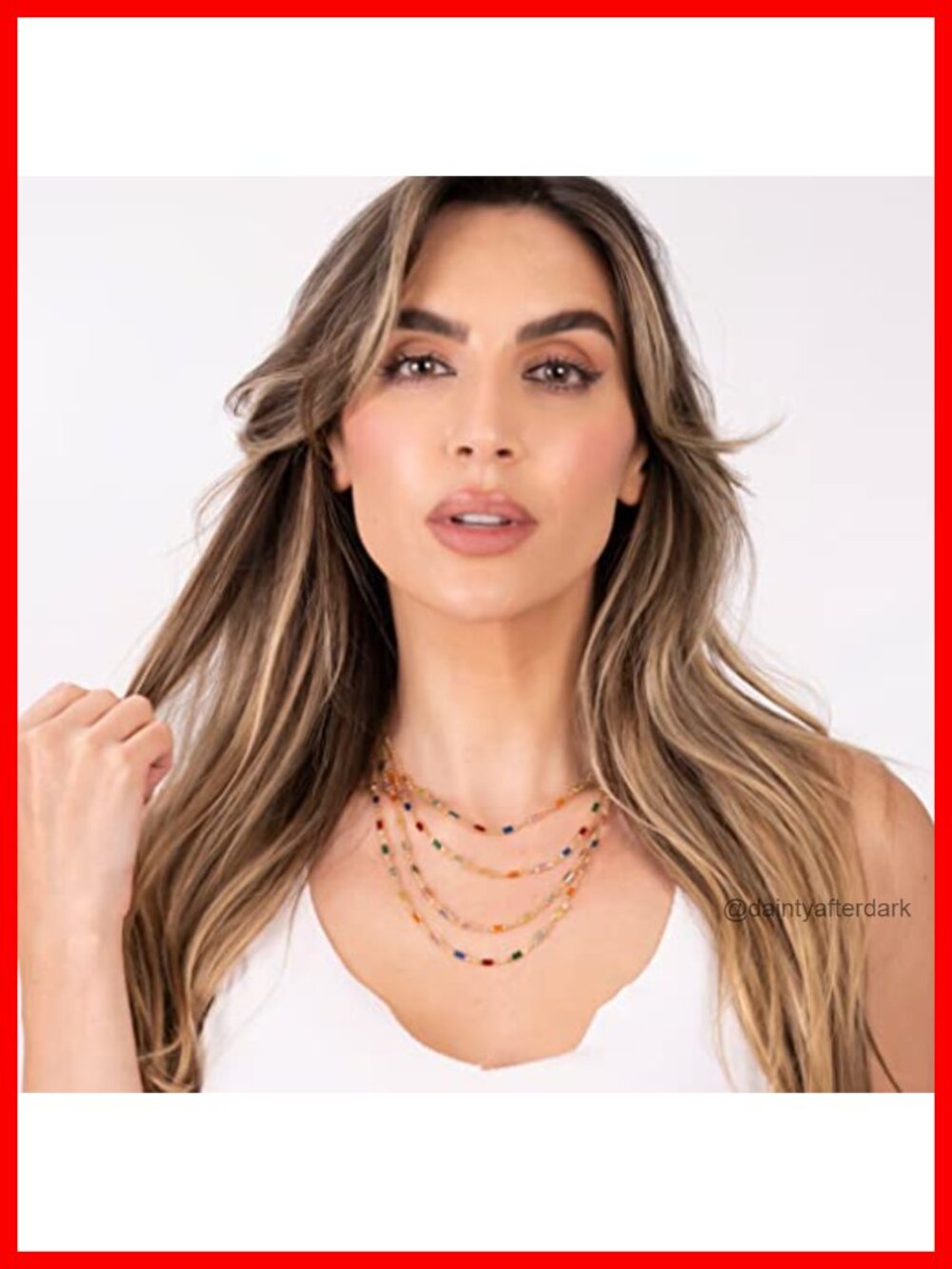 18K Gold Plated Multi Stone Crystal Baguette Necklace - Picture 3 of 5